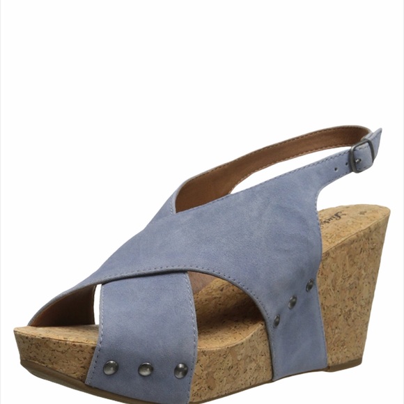 Lucky Brand Shoes - Lucky Brand Suede Blue Minari Wedge Sandal